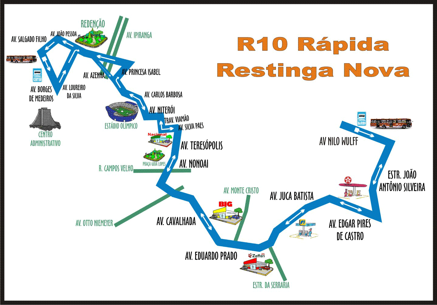 Rota da linha r10: horários, paradas e mapas - Rápida Restinga