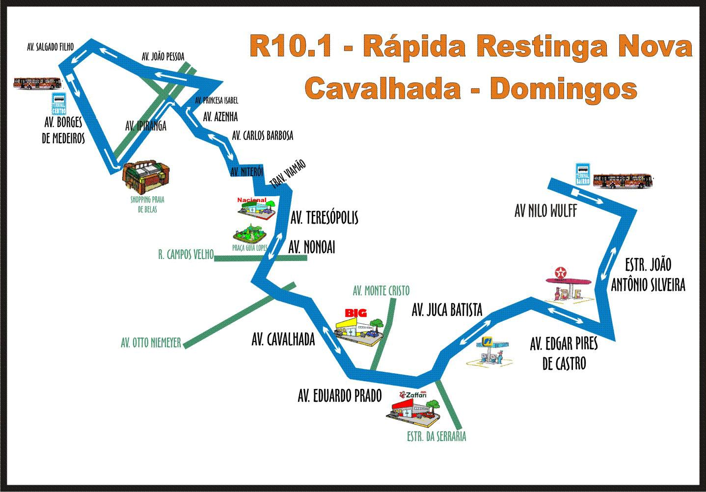 Rota da linha r10: horários, paradas e mapas - Rápida Restinga